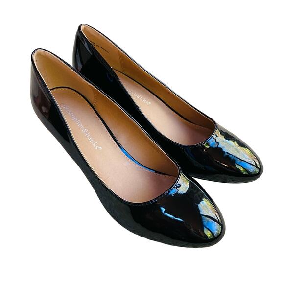 Christopher & Banks classic black patent high heel wedge US size 9M career shoes - Picture 4 of 12